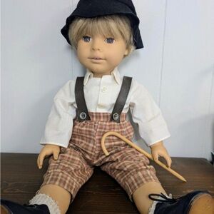 Classic Plaid Outfit Doll with Black Hat Marianne gotz